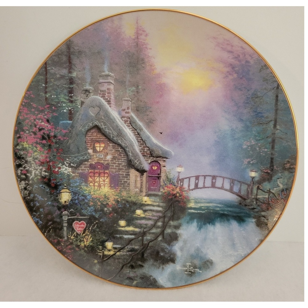 VTG‎ Thomas Kinkade Knowles Falbrooke Cottage Collector Plate 1993 8" w/ COA